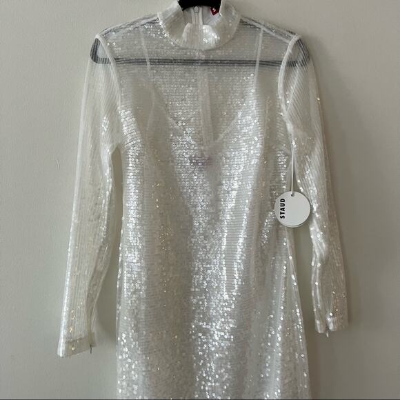 Staud Liza Mock Neck Sequin Dress - Picture 4 of 6